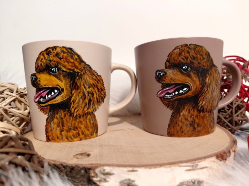 Wyjątkowy, ręcznie malowany kubek Pudel