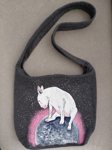 Wyjątkowa ręcznie malowana torba bawełniana Bulterier