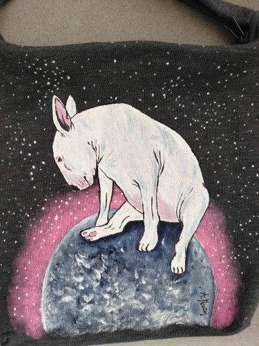 Wyjątkowa ręcznie malowana torba bawełniana Bulterier