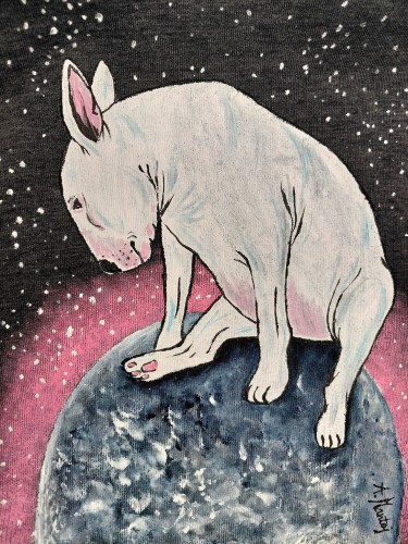 Wyjątkowa ręcznie malowana torba bawełniana Bulterier