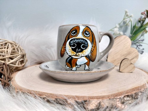 Wyjątkowa, ręcznie malowana filiżanka espresso 100 ml beagle