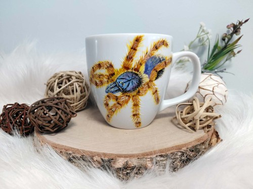 Wyjątkowy, ręcznie malowany kubek pająk