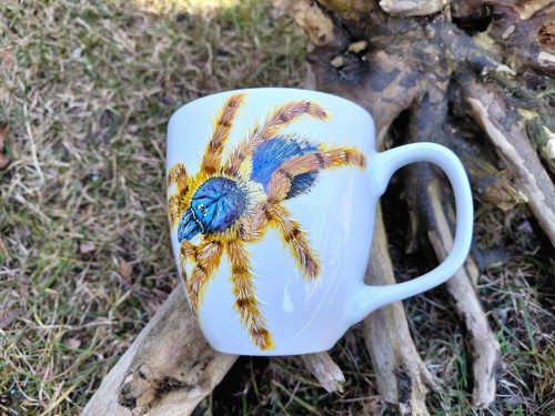 Wyjątkowy, ręcznie malowany kubek pająk