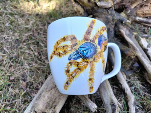 Wyjątkowy, ręcznie malowany kubek pająk