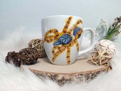 Wyjątkowy, ręcznie malowany kubek pająk