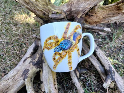 Wyjątkowy, ręcznie malowany kubek pająk