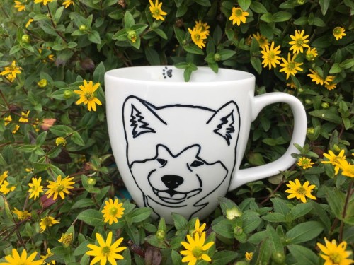 Kubek ręcznie malowany Pies rasy Akita Inu XXL