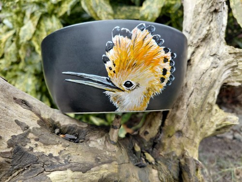 Wyjątkowa, ręcznie malowana miseczka ptak Dudek