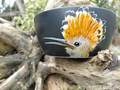 Wyjątkowa, ręcznie malowana miseczka ptak Dudek