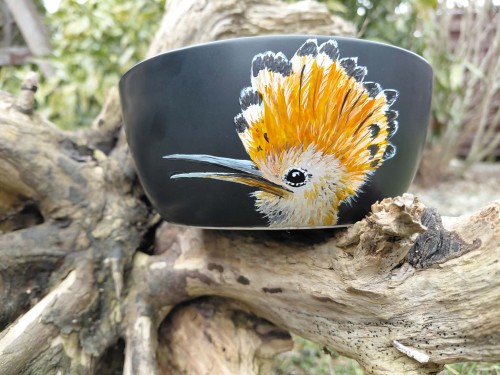 Wyjątkowa, ręcznie malowana miseczka ptak Dudek