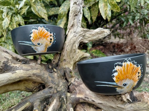 Wyjątkowa, ręcznie malowana miseczka ptak Dudek