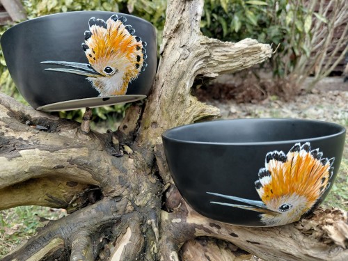 Wyjątkowa, ręcznie malowana miseczka ptak Dudek