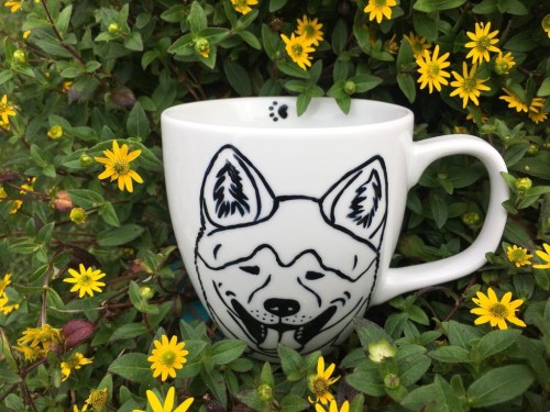 Kubek ręcznie malowany Pies rasy Akita Inu XXL