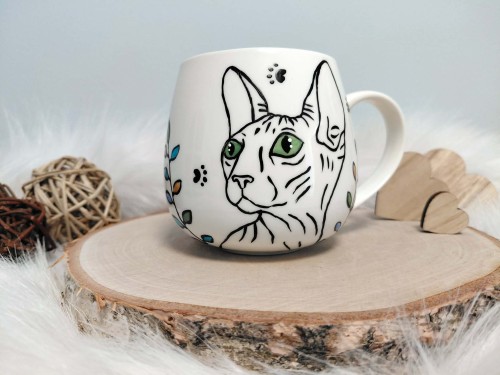 Wyjątkowy, ręcznie malowany kubek Sfinks 400 ml.