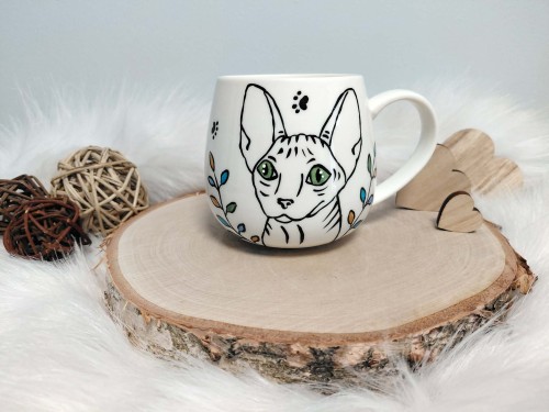 Wyjątkowa, ręcznie malowana filiżanka ptak Kawka