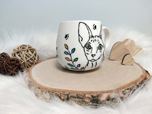 Wyjątkowa, ręcznie malowana filiżanka ptak Kawka