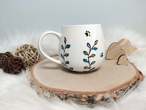 Wyjątkowa, ręcznie malowana filiżanka ptak Kawka