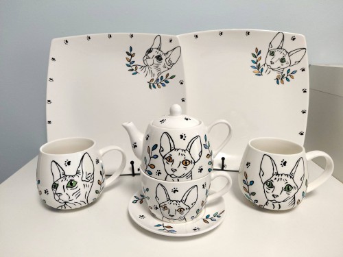 Zestaw ręcznie malowany sfinks