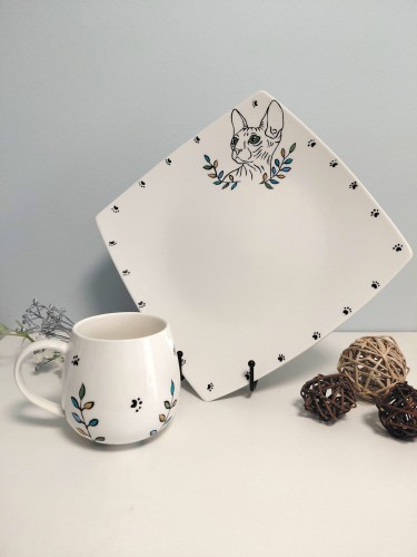 Wyjątkowy, ręcznie malowany zestaw Sfinks