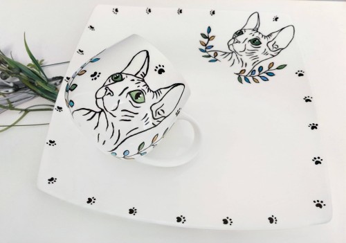 Wyjątkowy, ręcznie malowany zestaw Sfinks