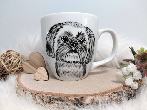 Wyjątkowy, ręcznie malowany kubek pies Shih tzu.
