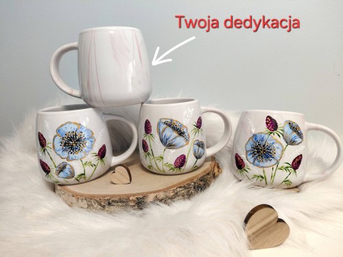 Wyjątkowy, ręcznie malowany kubek kwiaty