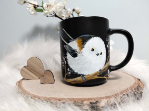 Kubek ręcznie malowany  ptak raniuszek