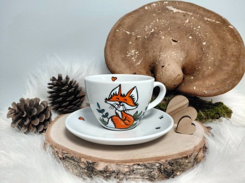 Wyjątkowa, ręcznie malowana filiżanka Lisek