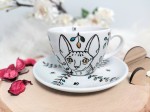 Wyjątkowa ręcznie malowana filiżanka Kot Sfinks 