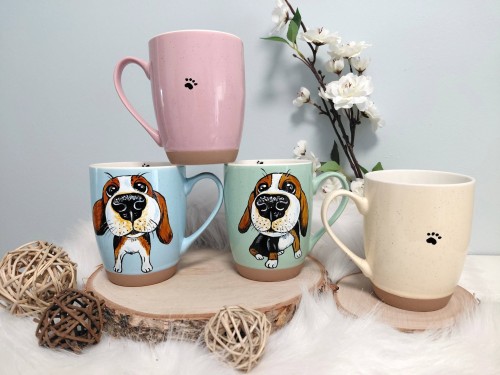 Wyjątkowy, ręcznie malowany kubek Beagle. - cała kolekcja
