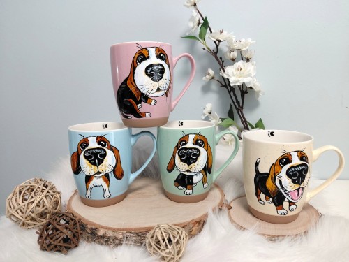 Wyjątkowy, ręcznie malowany kubek Beagle. - cała kolekcja