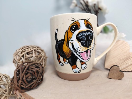 Wyjątkowy, ręcznie malowany kubek Beagle