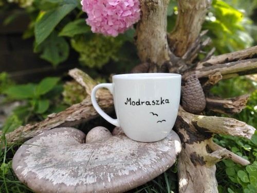 Wyjątkowy, ręcznie malowany kubek sikorka modra modraszka.