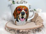 Kubek ręcznie malowany Pies rasy Beagle Walentynki 