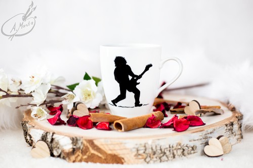 Wyjątkowy, ręcznie malowany kubek gitarzysta.