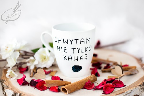 Wyjątkowy, ręcznie malowany kubek gitarzysta.