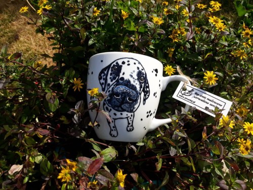 Kubek ręcznie malowany Dalmatyńczyk XXL