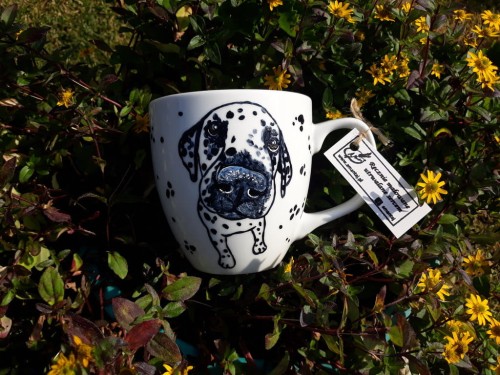 Kubek ręcznie malowany Dalmatyńczyk XXL