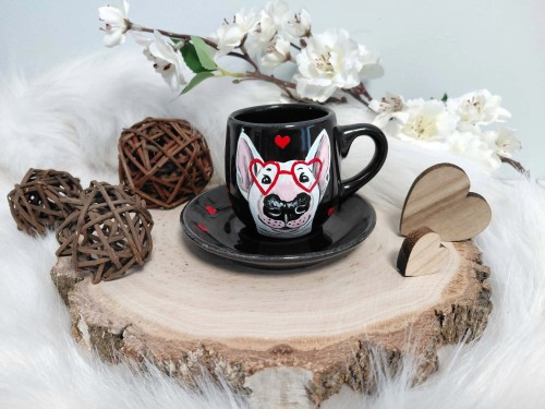 Wyjątkowa, ręcznie malowana filiżanka espresso 100 ml bulterier