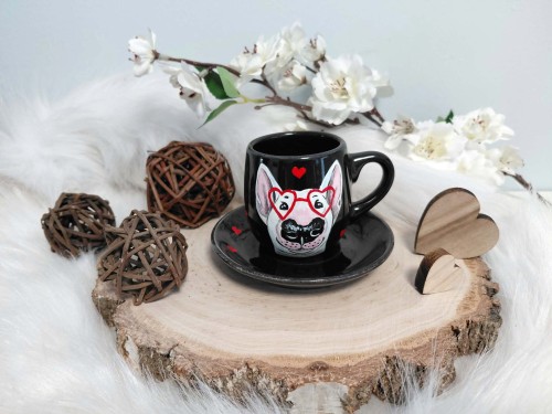 Wyjątkowa, ręcznie malowana filiżanka espresso 100 ml bulterier