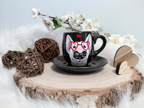 Wyjątkowa, ręcznie malowana filiżanka espresso 100 ml bulterier