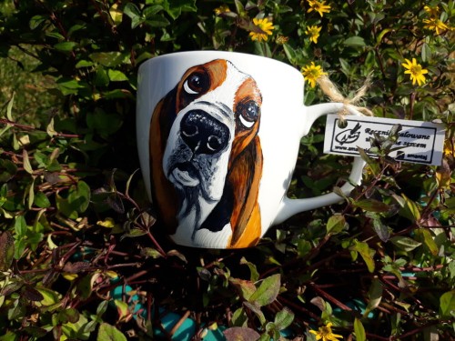 Kubek ręcznie malowany Basset XXL