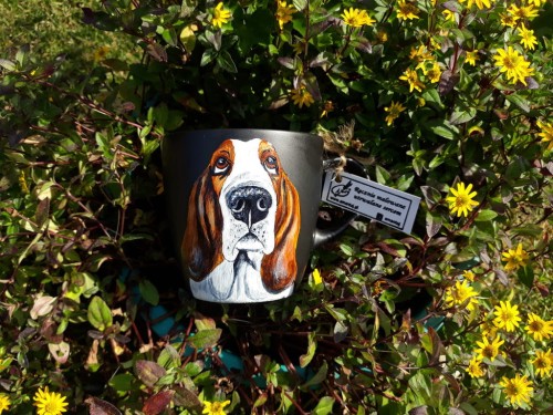Kubek ręcznie malowany Basset 