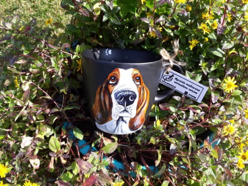 Kubek ręcznie malowany Basset